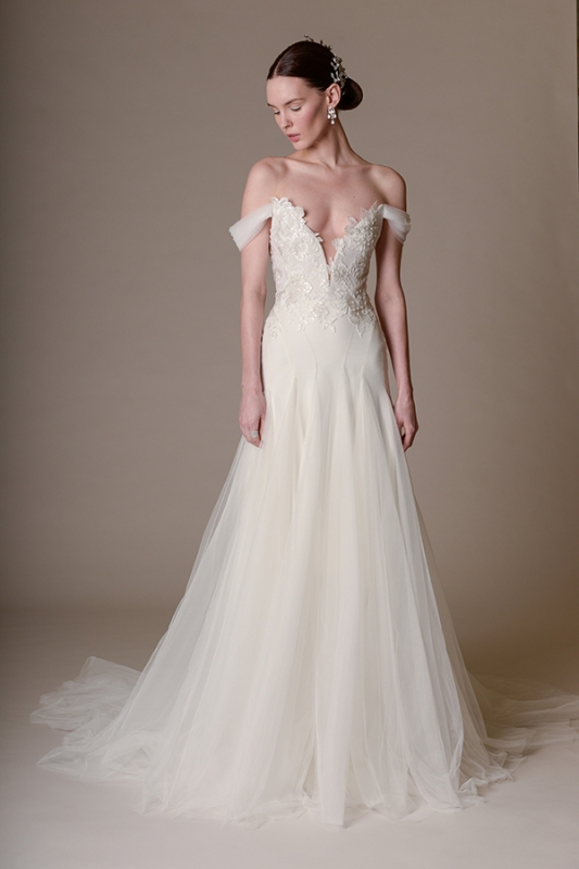 Marchesa - Spring Summer 2016 Bridal Collection - Marchesa Hyacinth Gown with Plunging Neckline